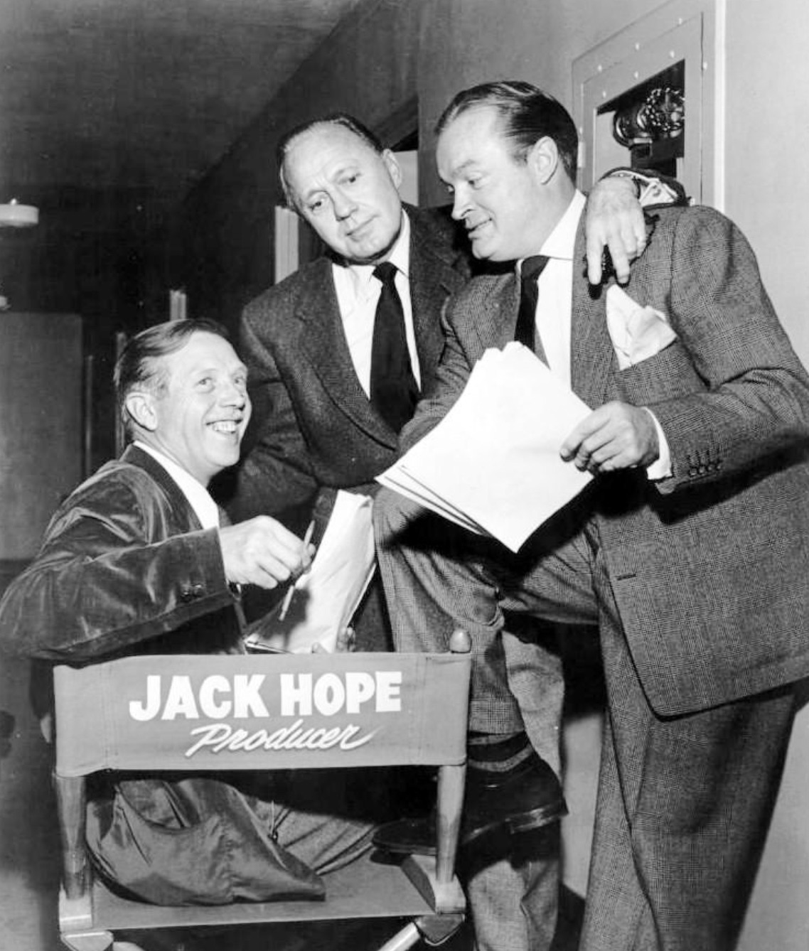 Hope with his brother Jack, who produced his early 1950s show, with comedian Jack Benny. 